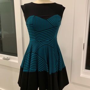 Black and aqua patterned dress